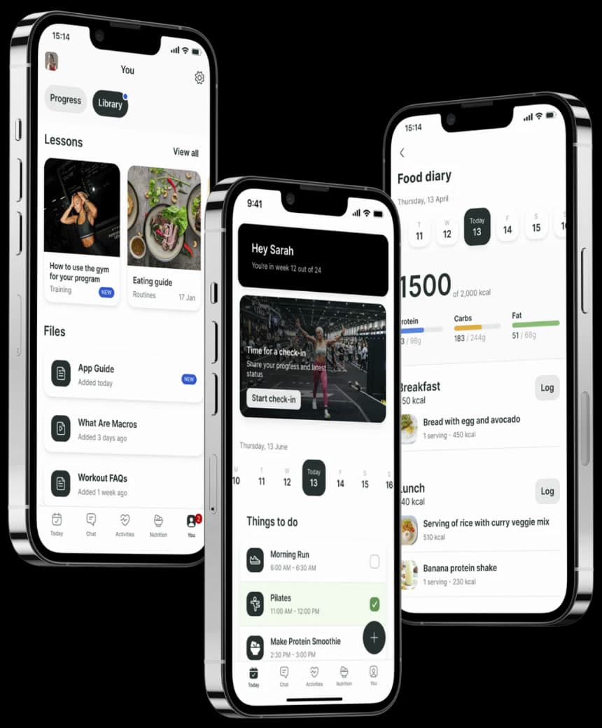 The We Are Reimagined coaching app: your programme library, daily plan and food diary
