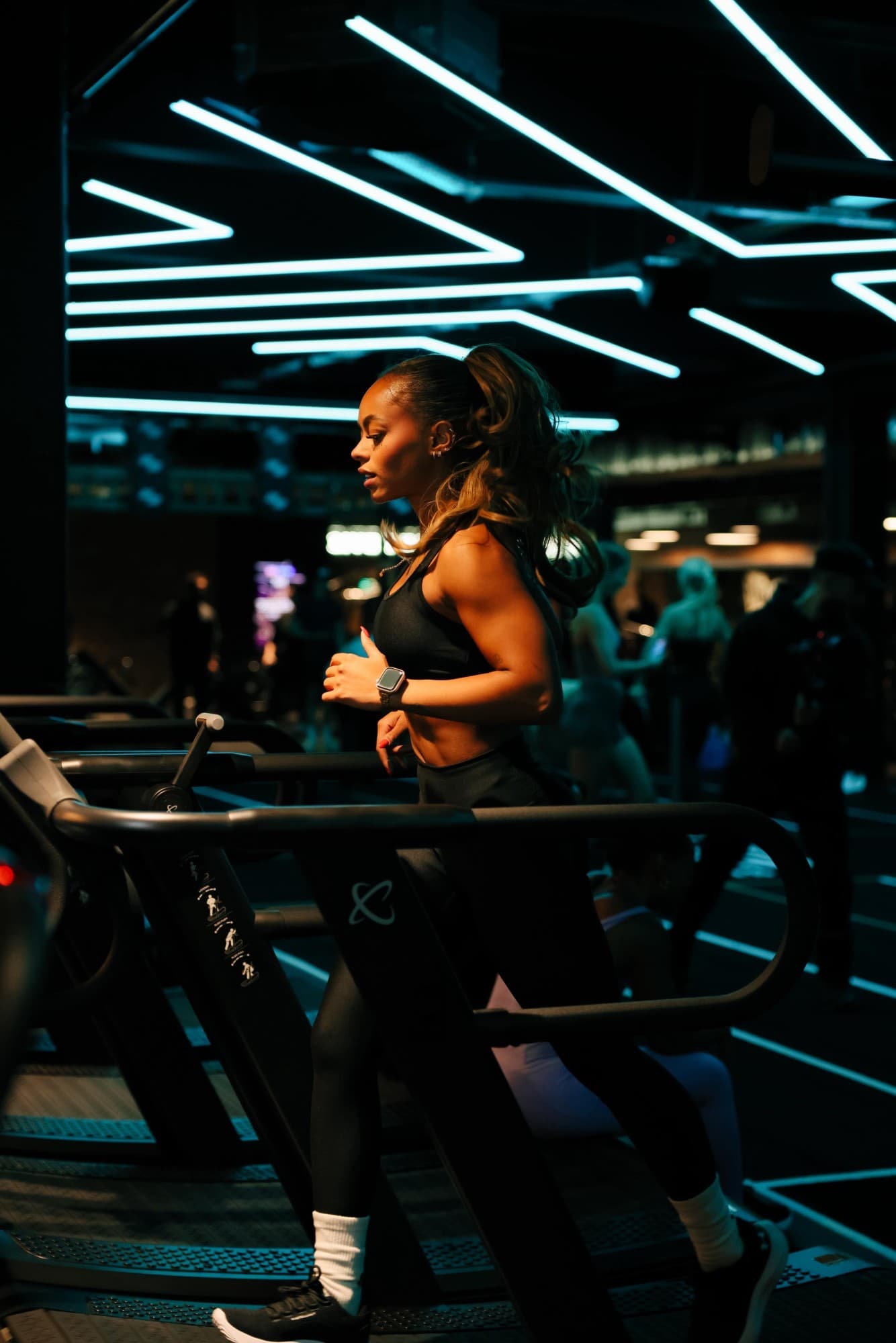 Debbie Millyard running on a treadmill